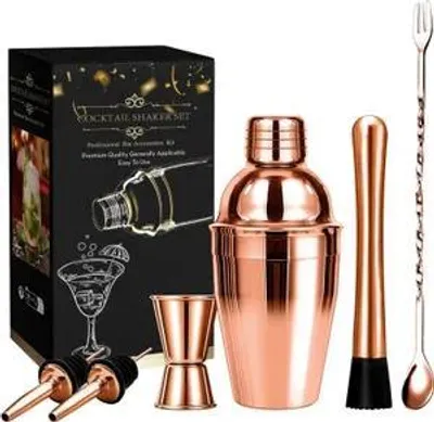 Produktbild von Cocktail Shaker Set, 750ml/550ml/350ml wählbar, Edelstahl Bar Set, Komplettset mit Messbecher, Barlöffel, für Zuhause & Bar