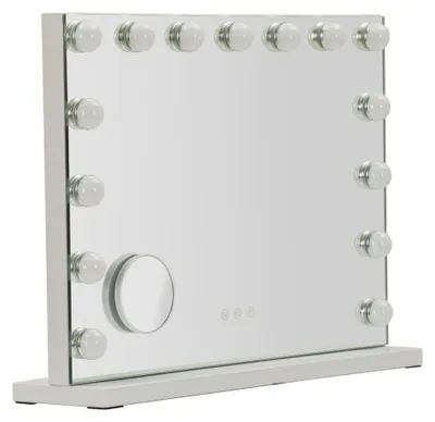 Immagine prodotto di Specchio da tavolo Hollywood bianco con luci LED e specchietto ingrandente
