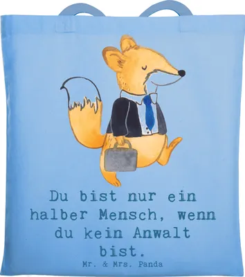 Produktbild von Mr. & Mrs. Panda dokumententasche Anwalt Herz - Sky Blue - Geschenk, Spruch, Jurist, Anwaltskanzlei, Tasche, Beruf, Tote Bag, Jutebeutel, Beutel, Einkaufstasche