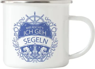 Produktbild von Mir reicht's Ich geh Segeln Emaille Tasse Segler Geschenk Papa Vater Segelboot Katamaran