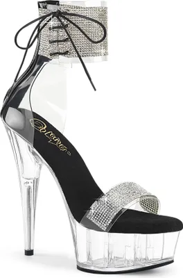 Produktbild von DELIGHT-627RS Damen Sandale von Pleaser, Transparent Schwarz Transparent, EU 37, US 7