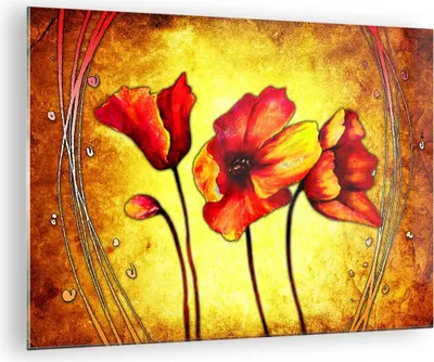 Produktbild von Bilder auf glas - Blumen Schilder Stiel Linien - 70x50cm - Glasbilder - Wandbilder - Kunstdruck - zum Aufhängen bereit - Wanddekoration aus Glas - Glas Bilder - Wandbild auf Glas - GAA70x50-0816