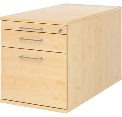 Produktbild von Rollcontainer 80cm 1 Schub 1 Hängeregistratur Schloss Bügelgriff Ahorn