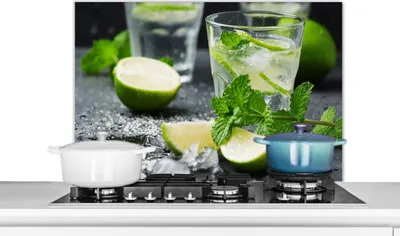 Produktbild von KitchenYeah®  Spritzschutz Küche - Küchenrückwand - Wandschutz für Herd und Spüle - Getränk - Weinglas - Obst 90x60 - Alu-Dibond (Alternative zum Spritzschutz aus Glas) - Hitzebeständig - Herdspritzsc