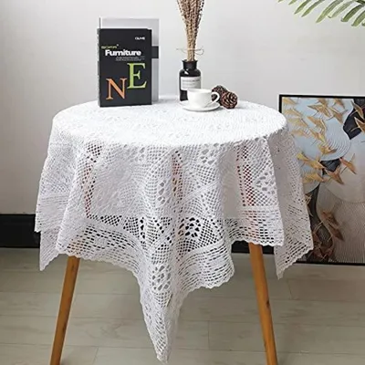 Zdjęcie produktu dla Obrus koronkowy, kwadratowy, 110 x 110 cm, biały, bawełna