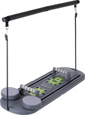 Zdjęcie produktu dla Wielofunkcyjna deska do ćwiczeń Pilates z uchwytami 97 × 35 cm, szara