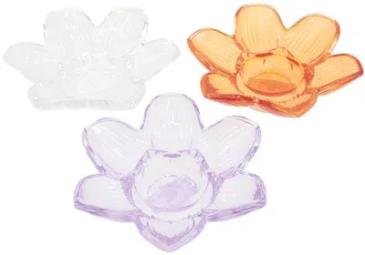 Produktbild von Teelichthalter 12x3,2cm aus feinstem Glas Lieferumfang 3 Stück sortiert