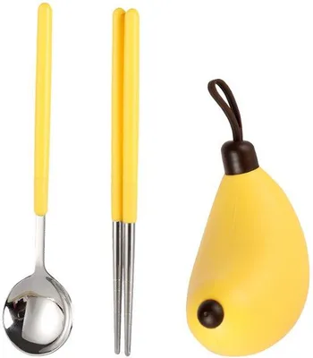 Zdjęcie produktu dla Składany zestaw sztućców z torbą podróżną, etui na sztućce, łyżką do pałeczek, składanymi pałeczkami, pałeczkami i łyżką ze stali nierdzewnej