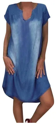 Produktbild von Sommerkleid mit V-Ausschnitt und kurzen Ärmeln für Damen