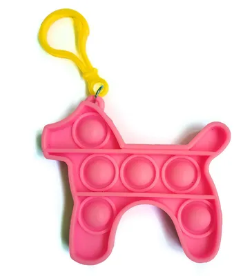 Produktbild von Fidget Toy Push Pop Bubble Keychain - Anti Stress Spielzeug - Schüsselanhänger Hund Rosa