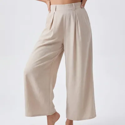 Produktbild von Culotte leichte Sommerhose Wide Leg Palazzo 40 42 44 mit Bundfalten für Damen