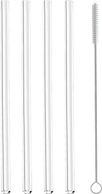 Produktbild von Metaltex 253185000 Trinkhalme gerade aus Glas, 4 Stk. mit Reinigungsbürste / Strohhalme