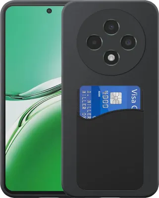 Image de Adaptée à la coque du téléphone Oppo Reno 12F avec porte-cartes en silicone - Coque arrière flexible en silicone TPU avec porte-cartes en silicone - Noir - Smartphonics