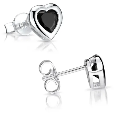 Produktbild von MATERIA Zirkonia Ohrstecker Damen klein schwarz - Herz Ohrringe Silber 925 rhodiniert in Schmuck Box SO-11-Schwarz