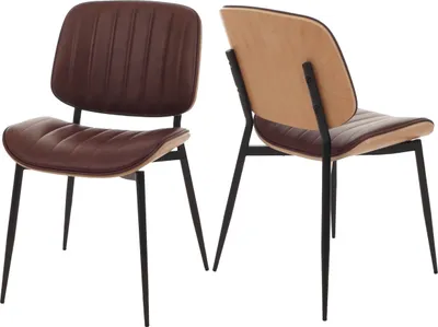 Produktbild von 2er-Set Esszimmerstuhl MCW-O44, Küchenstuhl Stuhl, Bugholz Kunstleder  MVG  natur, vintage braun
