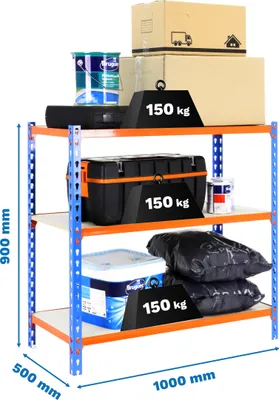 Zdjęcie produktu dla Regał metalowy MADERCLICK PLUS 3/500 900 NIEBIESKI/LARANJA/MADEIRA