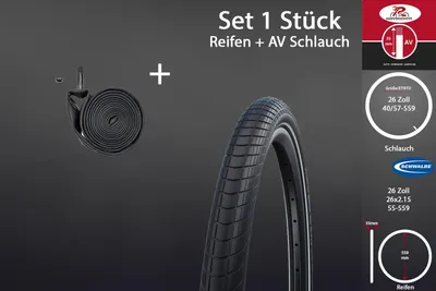 Produktbild von 26 Zoll Schwalbe Big Apple Reifen 26x2.15 Citybike 55-559 AV Schlauch