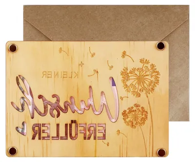 Produktbild von Geldgeschenk Wunscherfüller aus Holz, Grußkarte für Hochzeit, Geburtstag und Weihnachten