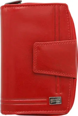 Produktbild von Rovicky | Damenledergeldbörse, mit Reißverschluss und Schnappverschluss, Naturleder, Rot, 9x13.5 cm