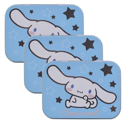 Produktbild von 3x Home-Flair Cinnamoroll Silber Kinder Pflaster-Box mit 24 bunten Motiv-Pflastern in Metalldose – Hautfreundlich & Wasserabweisend