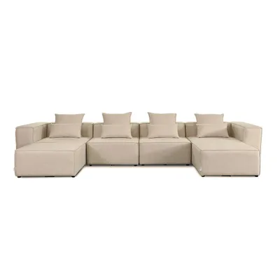 Produktbild von HOME DELUXE - Sofa VERONA - Beige, Größe: XXL - ca. 414 x 70 x 207 cm, Sitzhöhe: 46 cm, Sitztiefe: 80 cm, inkl. Kissen I Modulares Sofa Modulsofa Ecksofa Wohnlandschaft