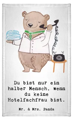 Produktbild von Mr. & Mrs. Panda Handtuch Hotelfachfrau Herz - Weiß - Geschenk, Lustig, Kleines, Baumwollhandtuch, Ausbildung, gäste wc, baumwolle, Klein, Witzig, Hotelkauffrau, Spruch