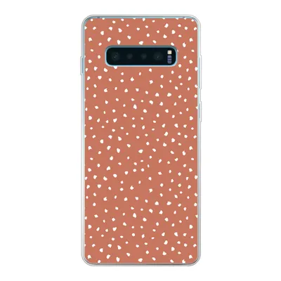 Produktbild von MuchoWow® Handyhülle Schutzhülle Hülle für Samsung Galaxy S10 Lite Tupfen - Orange - Weiß Silikon Softcase Handy Hülle - Schutz