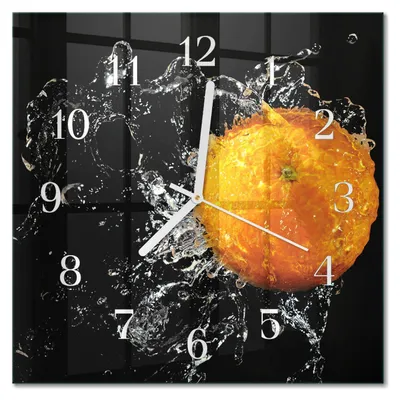Produktbild von Tulup Glasuhr Wanduhr Küchenuhr Echt-Glas 30x30 cm Modern Dekorativ Geräuschlos Weiße Zeiger - Orange
