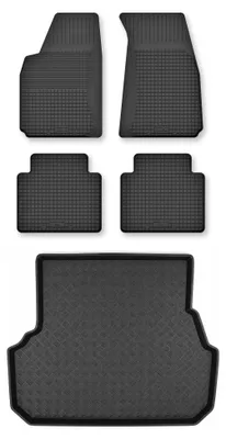 Productafbeelding van Rubberen automatten + kofferbakmat voor Toyota Carina E 1992-1997 (hatchback) – 5-delig, zwart, op maat – Wielganizator Semi-Universal