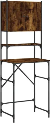 A product shot of a tall, narrow cabinet with shelves and a desk surface, against a white background.
