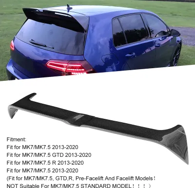 Image de Spoiler arrière de toit en optique carbone pour la transformation de voiture, adapté à MK7/7.5 R 2013-2020