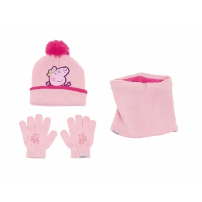 Image de Bonnet, gants et écharpe Peppa Pig Cosy corner Rose