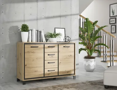 Obrázok produktu pre Kommode >Trondheim< in schwarz,braun - 138,4x91,2x41,5cm (BxHxT)