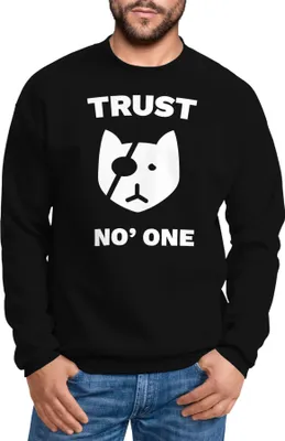 Produktbild von Sweatshirt Herren Katze mit Augenklappe Rundhals-Pullover Moonworks® schwarz L