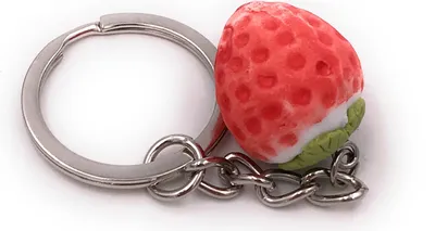 Produktbild von Onwomania Schlüsselanhänger Erdbeer Frucht Obst rot silber Anhänger Keychain