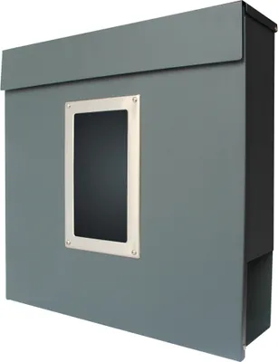 Produktbild von Briefkasten mit Zeitungsfach Postkasten Modern mit Sichtfenster Zeitungsrolle Post Box Letterbox Wandbriefkasten Metall V2Aox