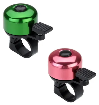 Imagen del producto de Timbre para bicicleta, sonido claro, color verde y rosa, para adultos y niños, accesorio para bicicleta