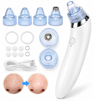 Immagine prodotto di Pulitore Pori Aspiratore Punti Neri Microdermoabrasione 2 In 1 5 Livelli 4 Testine USB Per Viso E Impurità