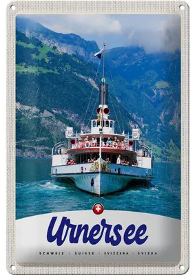 Produktbild von Blechschild Reise 20x30cm Urnersee Schweiz Europa Schiff Gebirge