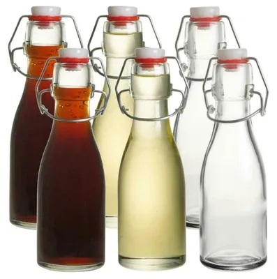 6er-Set Mini-Glasflaschen 150 ml mit Bügelverschluss, luftdicht
