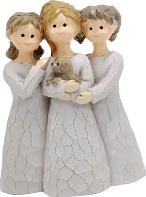 Imagen del producto de Figurina conmemorativa de hermanas ángeles, hecha de resina, para decorar. Adorno de estatua de tres ángeles para el hogar o el escritorio