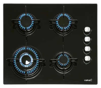 Produktbild von CATA CI 631 BK, Schwarz, Integriert, 60 cm, Gaskochfeld, Glas, 4 Zone(n)