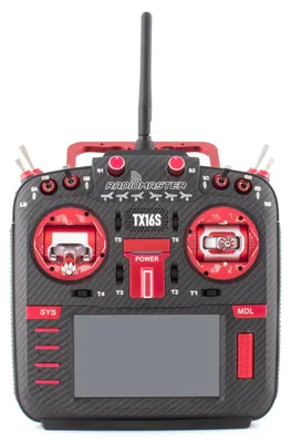 Zdjęcie produktu dla Kontroler RadioMaster TX16S MKII MAX z gimbalem AG01, obsługujący protokół ELRS i technologię LBT (Red)