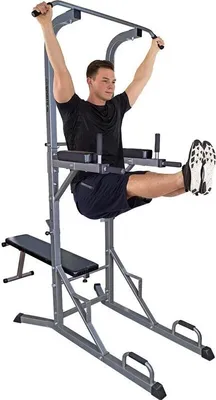 Produktbild von ScSPORTS® Dip Station, mit Klimmzugstange, Hantelbank, Power Kraftturm, Fitnessstation, Langhantelablage,