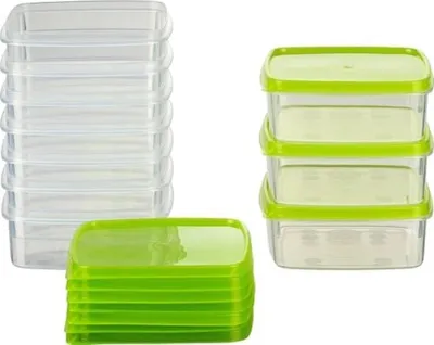 Produktbild von PolkaHome® Quadratische Aufbewahrungsboxen Set - 10 Stück luftdichte Behälter, 3 ml, BPA-frei