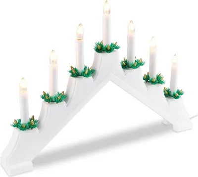 Image de Chandelier de l'Avent avec sept bougies et base blanche pour l'Avent