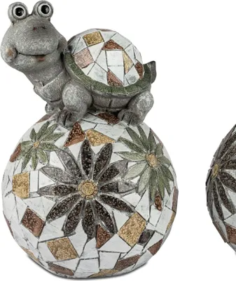 Produktbild von Dekofigur Schildkröte MOSAIK PREMIUM auf Kugel H. 30cm grau Formano Garten WA