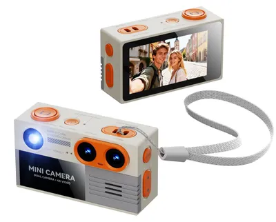 Immagine prodotto di ZELURXX Mini fotocamera digitale 4K per bambini, con doppia fotocamera, portachiavi, luce notturna, fotocamera portatile per bambini, ideale come regalo, color beige