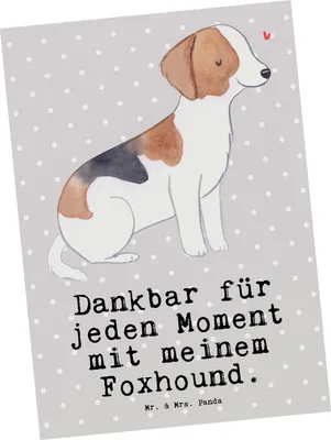Produktbild von Mr. & Mrs. Panda Postkarte Foxhound Moment - Grau Pastell - Geschenk, Jagdhund, Grußkarte, bildkarte, Ansichtskarten, Ansichtskarte, Postkarten, Laufhund