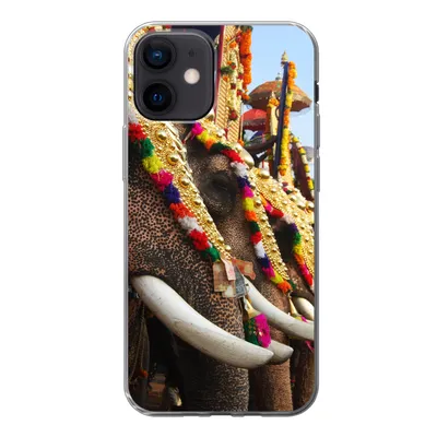 Produktbild von MuchoWow® Handyhülle Schutzhülle Hülle für iPhone 12 Elefant - Parade - Tiere Silikon Softcase Handy Hülle - Schutzhülle